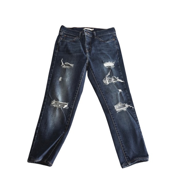 Levi's Denim - Levi's 710 Super Skinny Distressed cropped Jeans Dark‎ Wash Women's Size 29